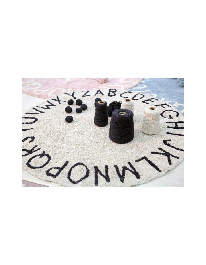 Tapis Lavable rond alphabet beige - LORENA CANALS