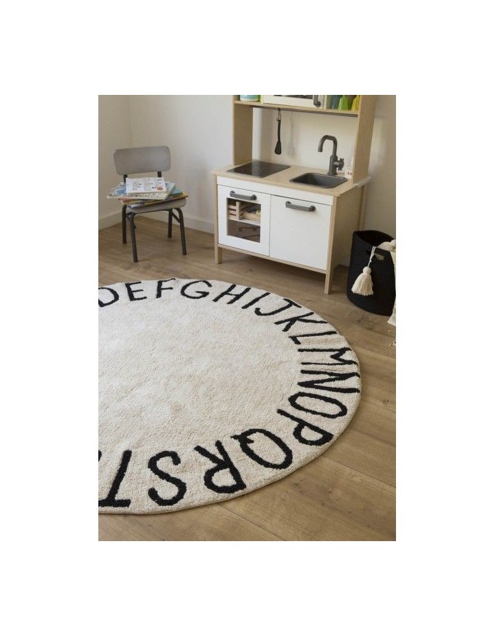 Tapis Lavable rond alphabet beige - LORENA CANALS