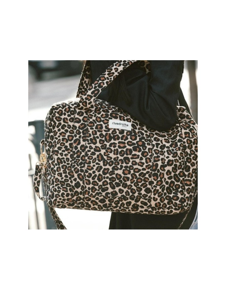 Sac à langer Darcy Coton Recyclé Léopard Beige - RIVE DROITE