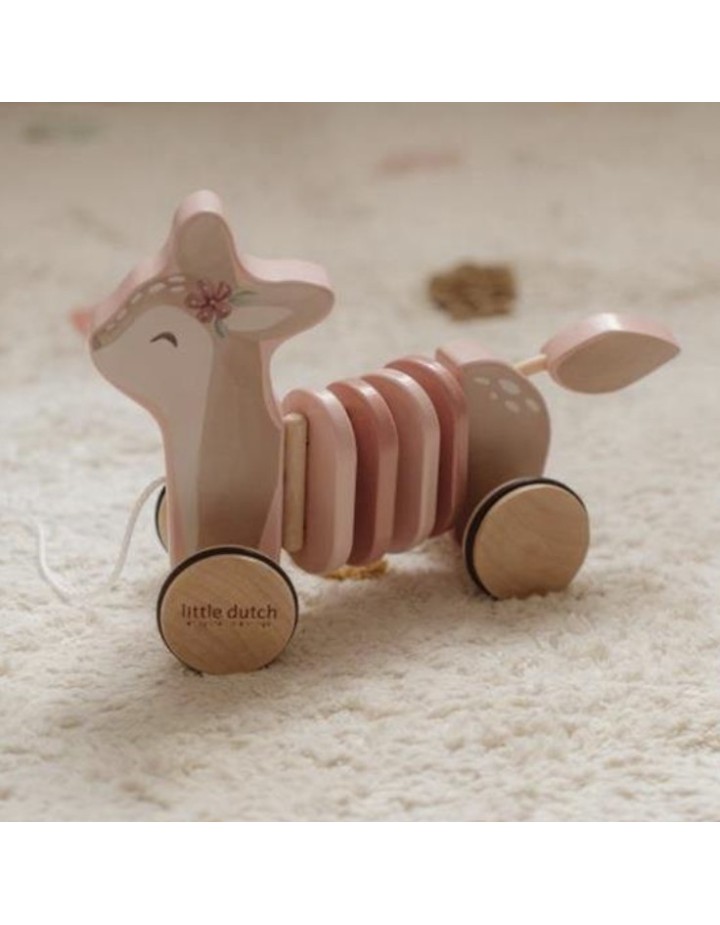JOUET A TIRER CERF EN BOIS FAIRY GARDEN - JOUET A TIRER - LITTLE DUTCH