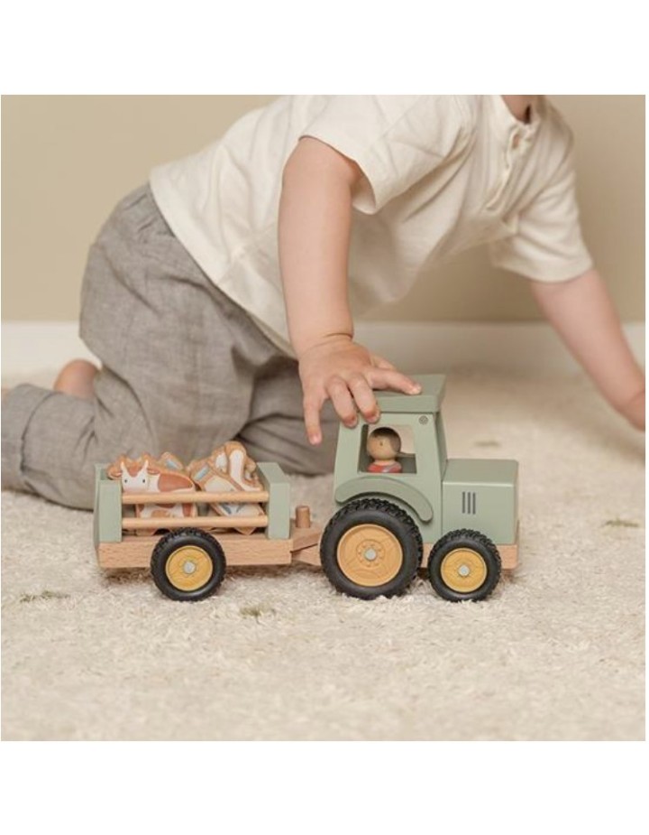 Tracteur avec remorque en bois little farm - Jouet en bois 18 mois - LITTLE DUTCH Tracteur avec remorque en bois little farm - Jouet en bois 18 mois - LITTLE DUTCH