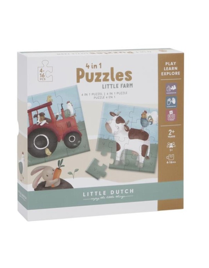 puzzle 4 en 1 little farm - Puzzle dés 2 ans - LITTLE DUTCH