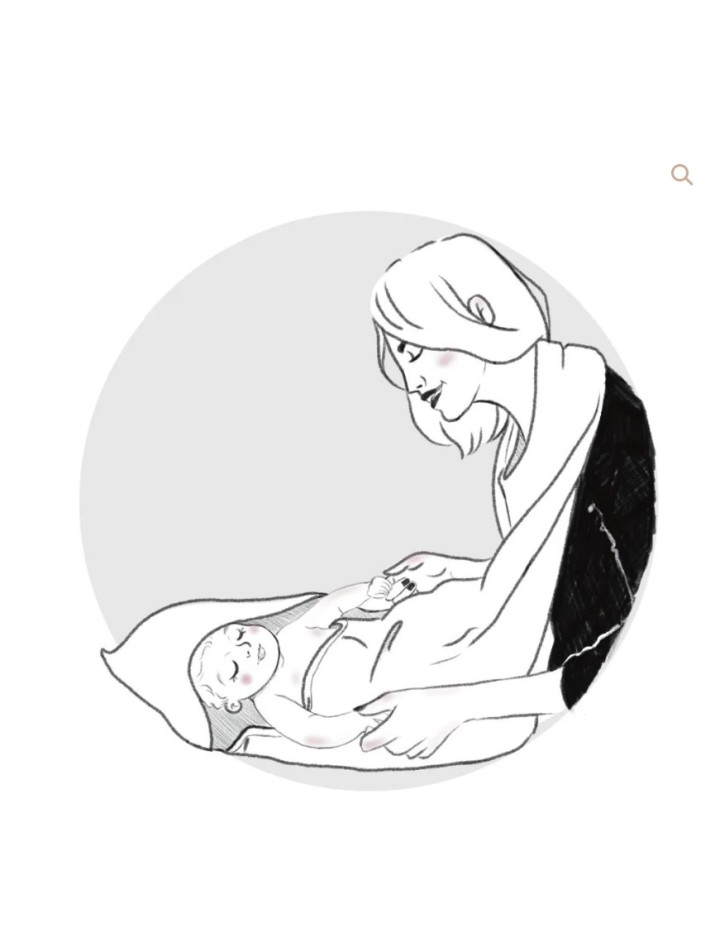 I- CAPE DE BAIN + GANT RAYÉ VERT DE GRIS SOFT STRIPES