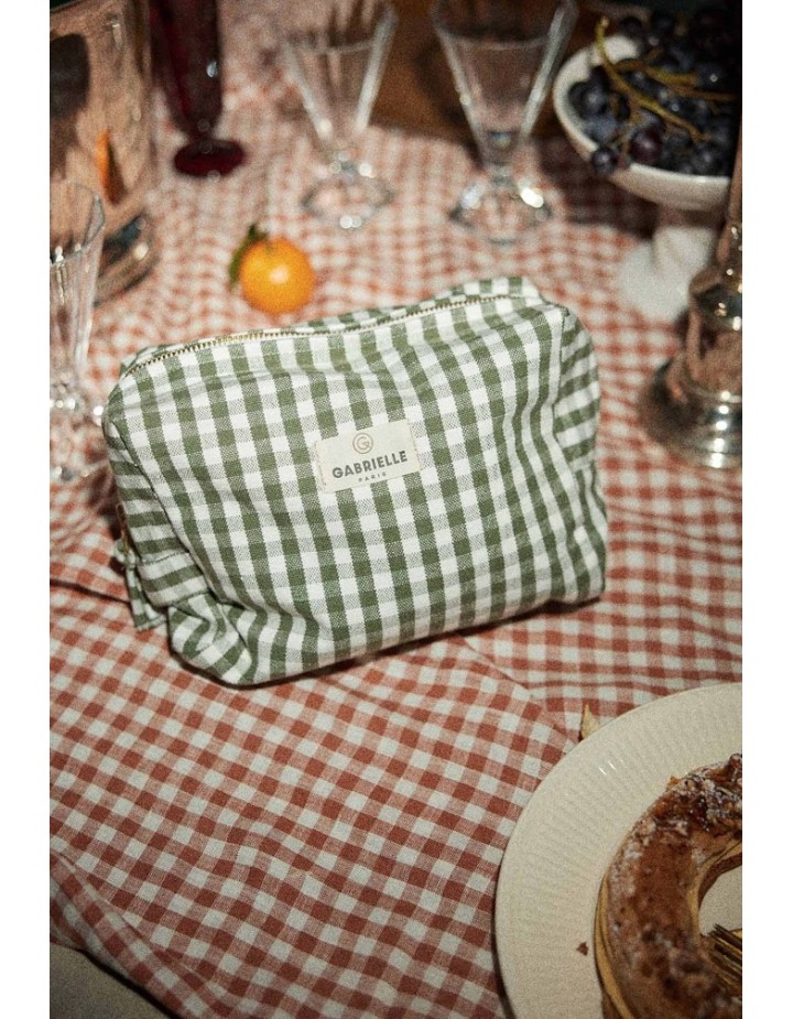 I- Trousse de toilette vichy kaki