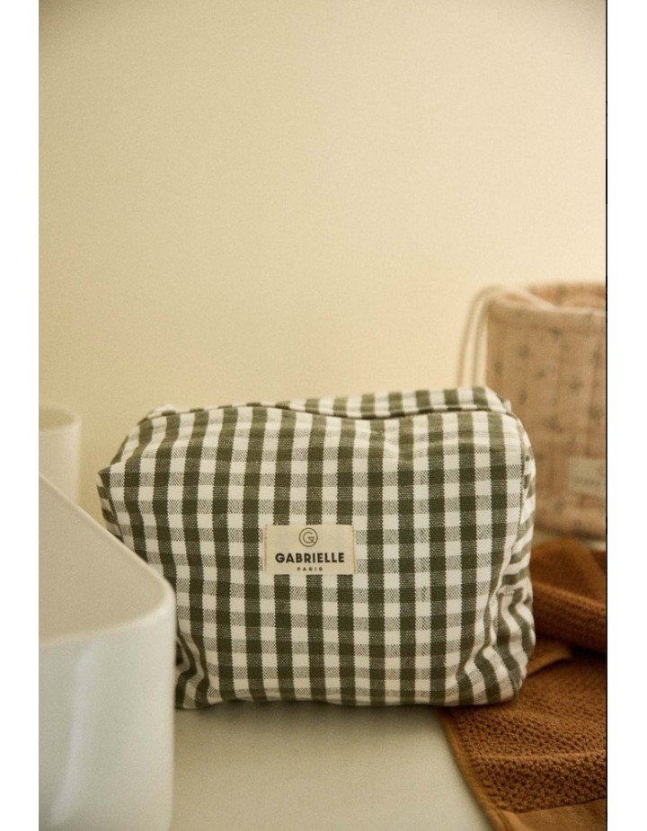 I- Trousse de toilette vichy kaki