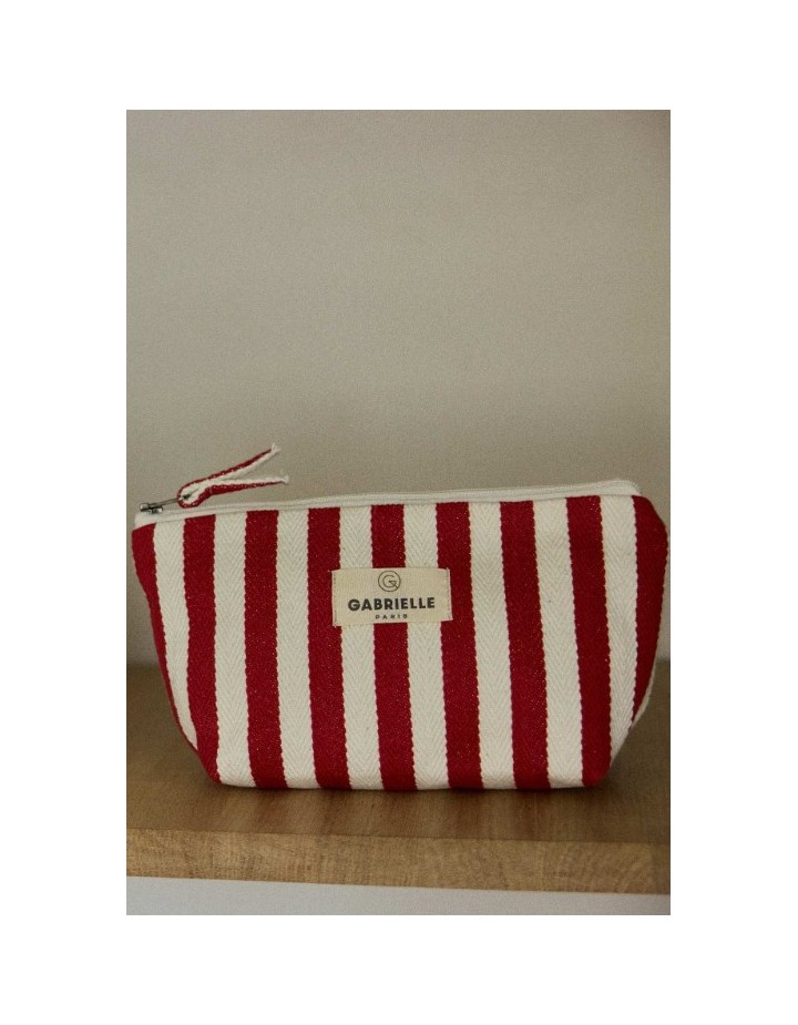 I- Trousse de beauté à rayures rouges I- Trousse de beauté à rayures rouges
