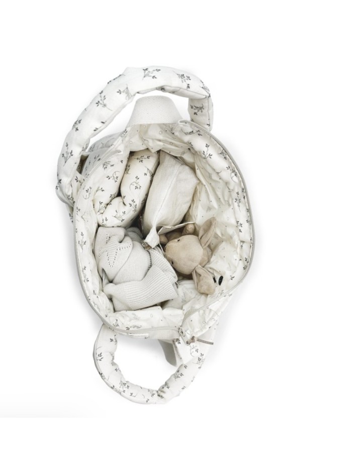 Sac à langer Sophie Olive Bloom – Organiseur poussette 100 % coton bio