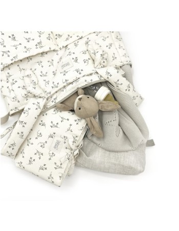 Sac à langer Sophie Olive Bloom – Organiseur poussette 100 % coton bio