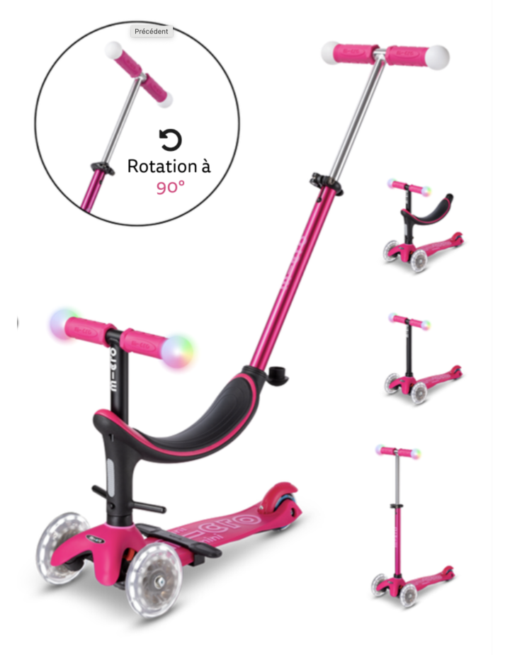 I- TROTINETTE MINI MICRO 3EN1 REVOLUTION MAGIC ROSE
