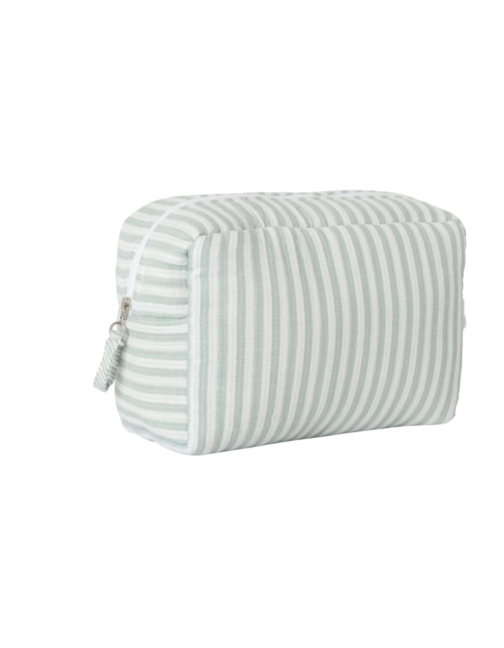 I- TROUSSE DE TOILETTE RAYÉE VERT DE GRIS