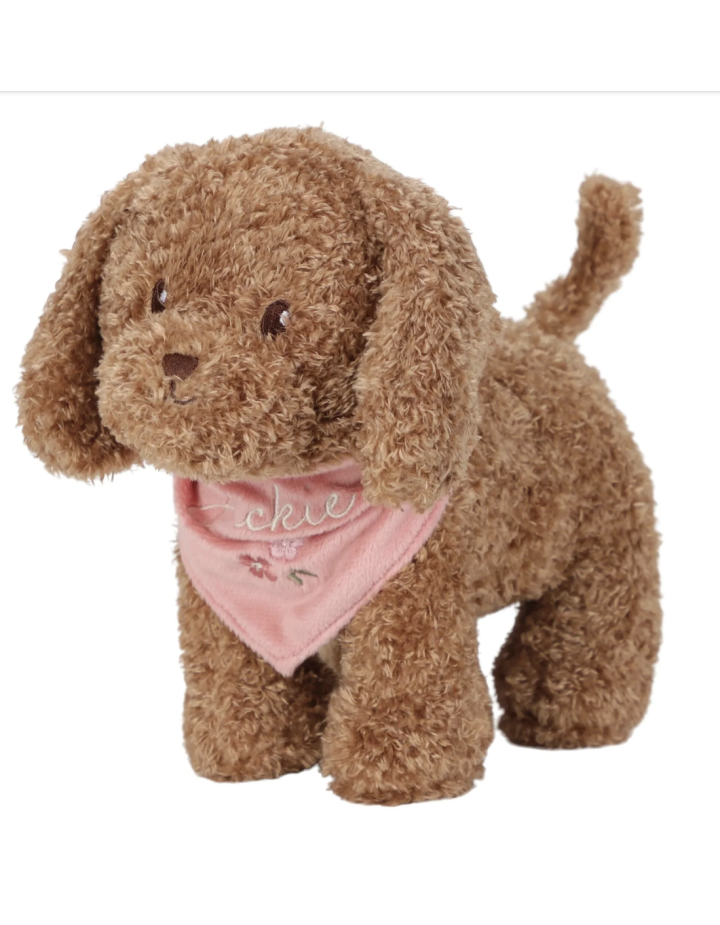 CHIEN EN PELUCHE DANS UN SAC JACKIE