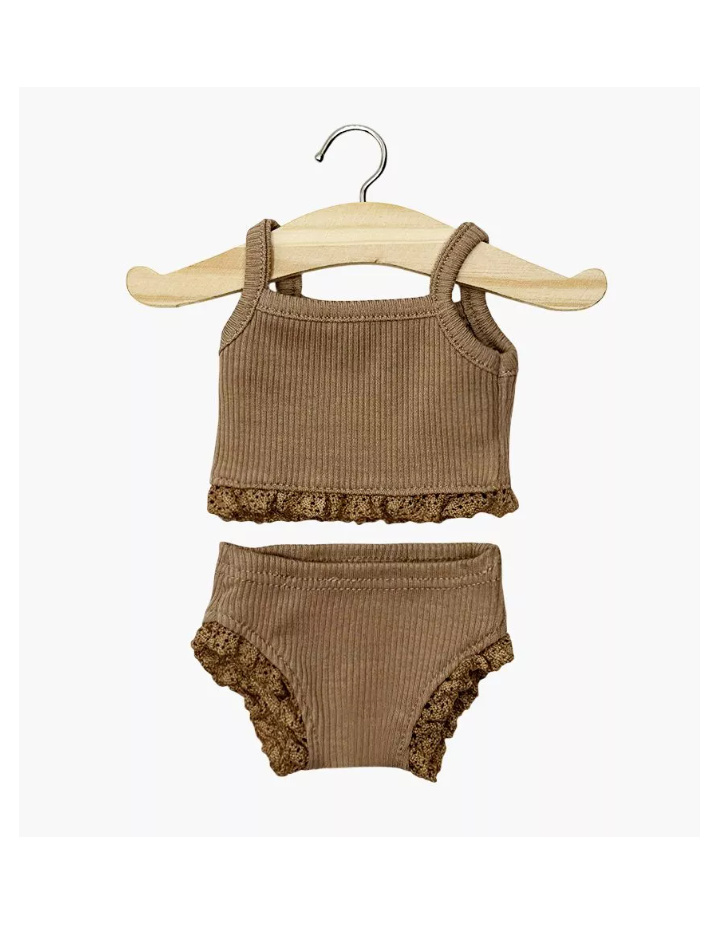 DESSOUS FILLE EN MAILLE COTELEE CHOCOLAT