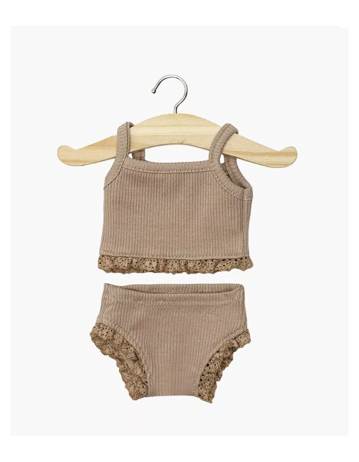 DESSOUS FILLE EN MAILLE COTELEE MOKA