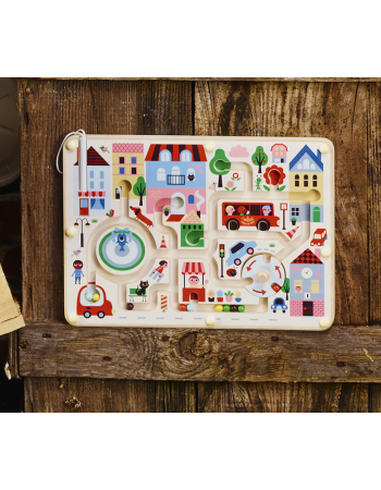 Labyrinthe magnétique en bois, Ma petite ville