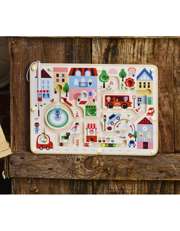 Labyrinthe magnétique en bois, Ma petite ville