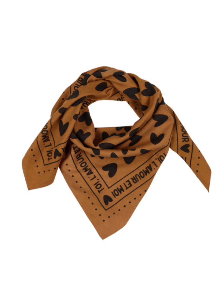 Foulard Marron & Noir 100×100 cm – Gaze de Coton | Atelier Wagram