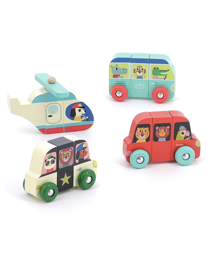 Vilac Rigol’auto Ingela P.Arrhenius – Jeu d’éveil en bois 2 + | Véhicules aimantés
