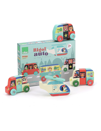 Vilac Rigol’auto Ingela P.Arrhenius – Jeu d’éveil en bois 2 + | Véhicules aimantés