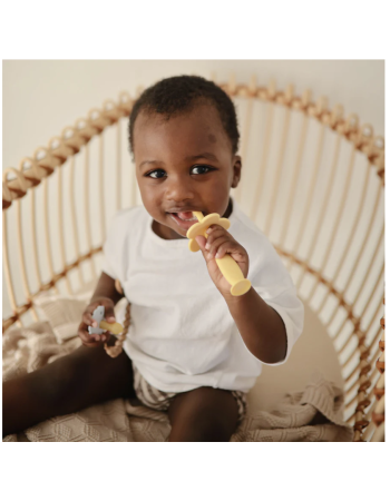 Mushie Silicone Flower Training Toothbrush – Brosse d’apprentissage bébé 3 mois+