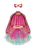 Ensemble Super-Duper Tutu Cape & Masque – Déguisement enfant Rose & Or 4-6 ans