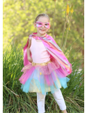 Ensemble Super-Duper Tutu Cape & Masque – Déguisement enfant Rose & Or 4-6 ans