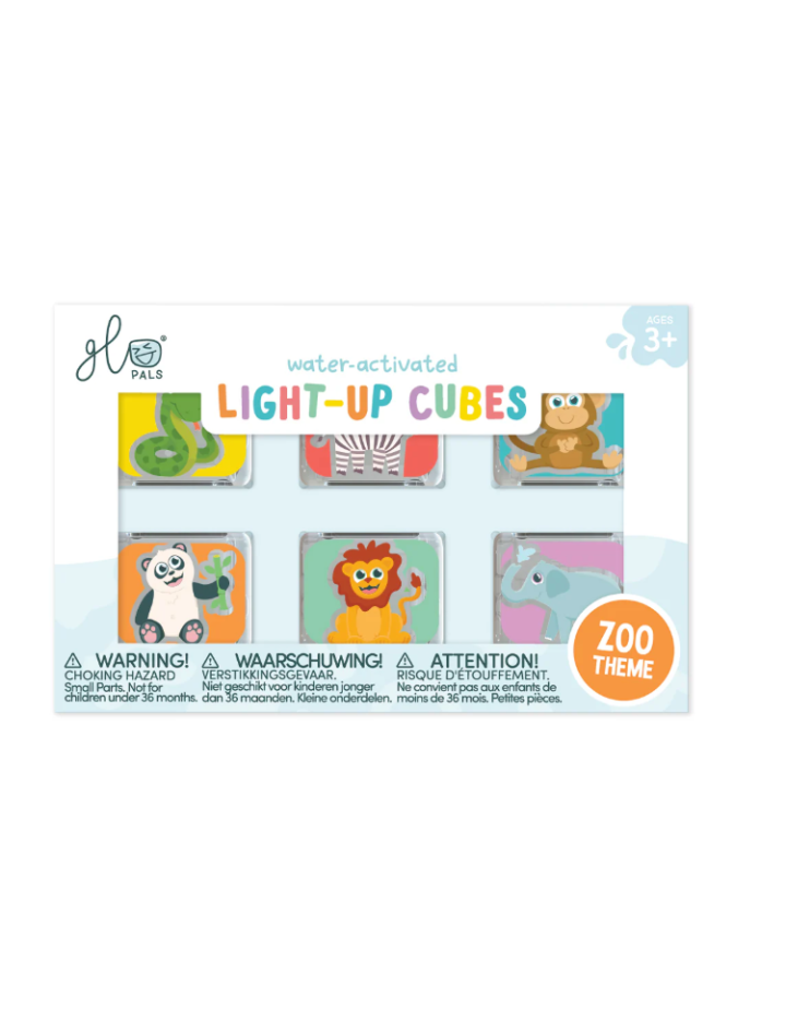 Cubes Lumineux Zoo 6‑Pack – Glo Pals – Jouets Sensoriels d’Eau