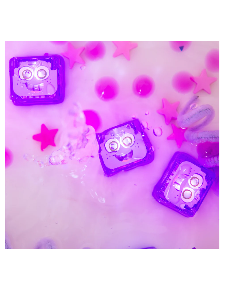 Cubes lumineux Lila Violet Glo Pals x4 – Jouet sensoriel bain enfant