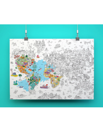 Poster Atlas OMY géant à colorier – Activité créative enfant
