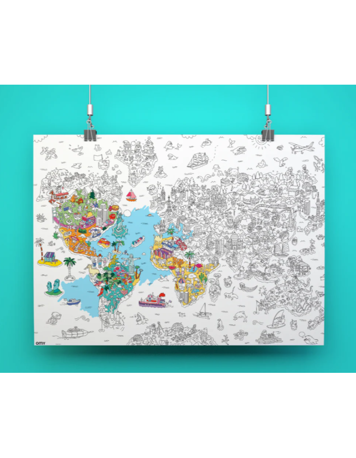 Poster Atlas OMY géant à colorier – Activité créative enfant