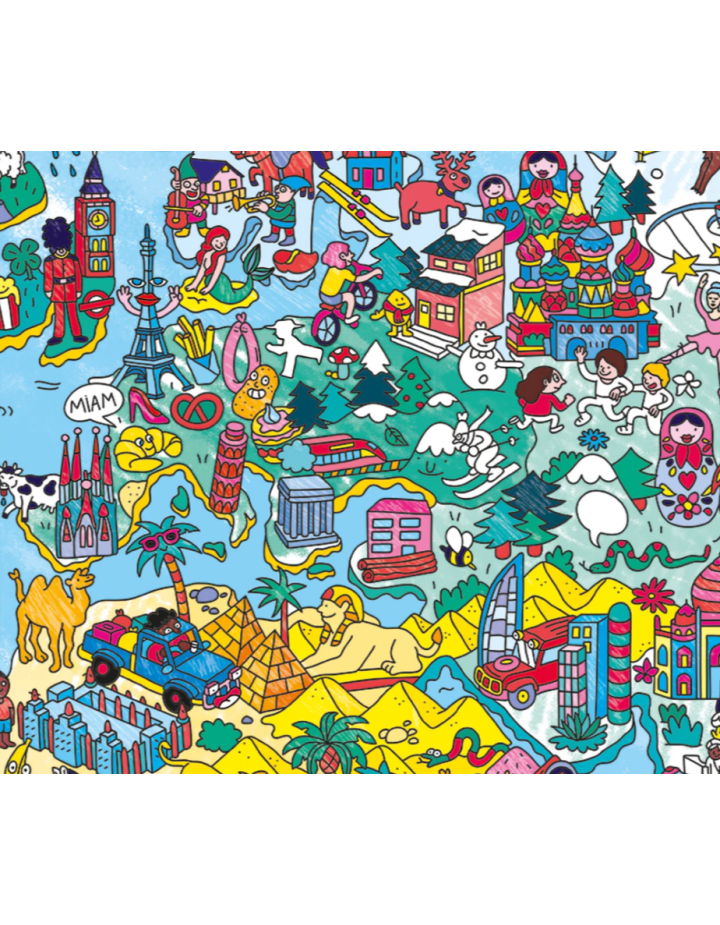 Poster Atlas OMY géant à colorier – Activité créative enfant