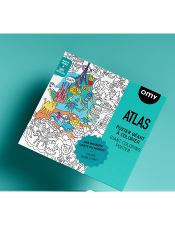 Poster Atlas OMY géant à colorier – Activité créative enfant