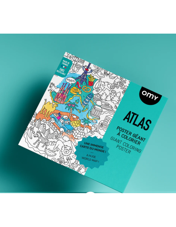 Poster Atlas OMY géant à colorier – Activité créative enfant