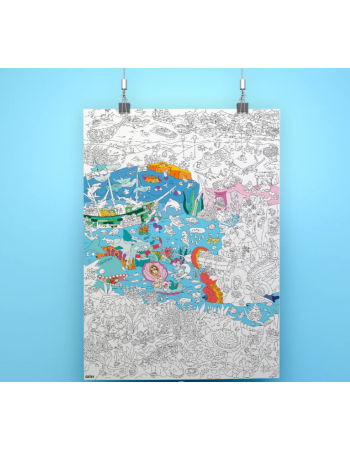 Poster géant Océan à colorier OMY XXL — Activité créative enfant