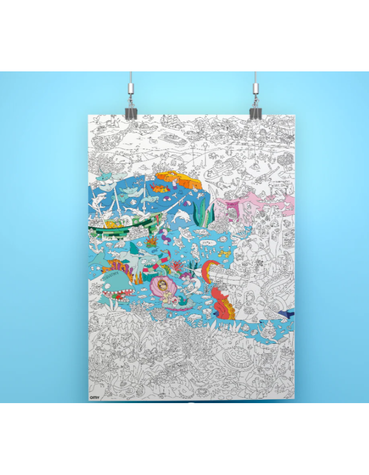 Poster géant Océan à colorier OMY XXL — Activité créative enfant
