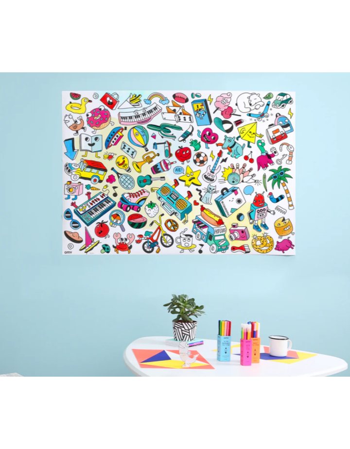 Poster Baby Pop Art OMY à colorier XXL — Activité créative enfant