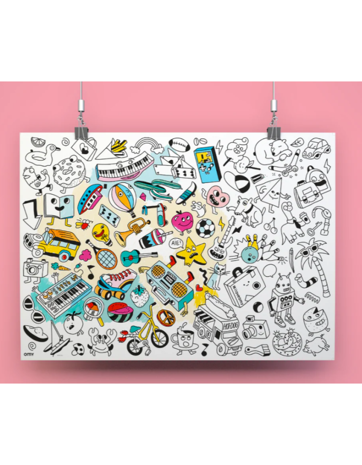 Poster Baby Pop Art OMY à colorier XXL — Activité créative enfant
