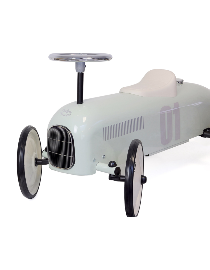 Porteur voiture vintage métal vert sauge Vilac — Porteur enfant rétro