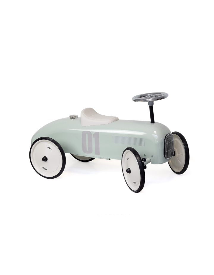 Porteur voiture vintage métal vert sauge Vilac — Porteur enfant rétro
