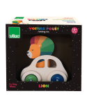 Voiture pouet Lion Vilac — Jouet d’éveil en bois pour enfants