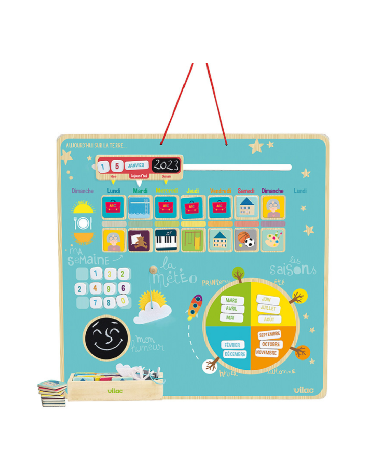 Semainier magnétique Vilac Aujourd’hui sur la Terre enfant bois