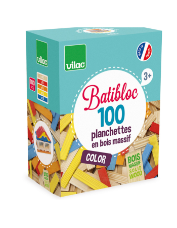 Batibloc Color 100 planchettes Vilac jeu construction bois enfant