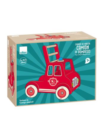 Chariot de marche camion de pompiers Vilac bois bébé 12 mois+