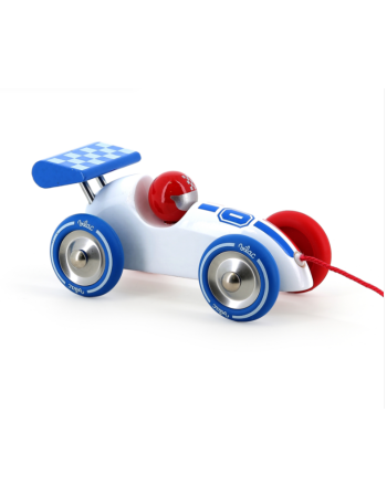 Voiture de course à traîner blanche Vilac bois – jouet à tirer bébé