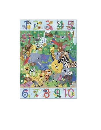 Puzzle géant 1 à 10 Jungle – Djeco | Puzzle éducatif enfants dès 5 ans