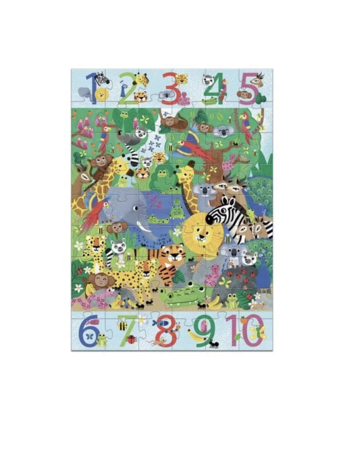 Puzzle géant 1 à 10 Jungle – Djeco | Puzzle éducatif enfants dès 5 ans