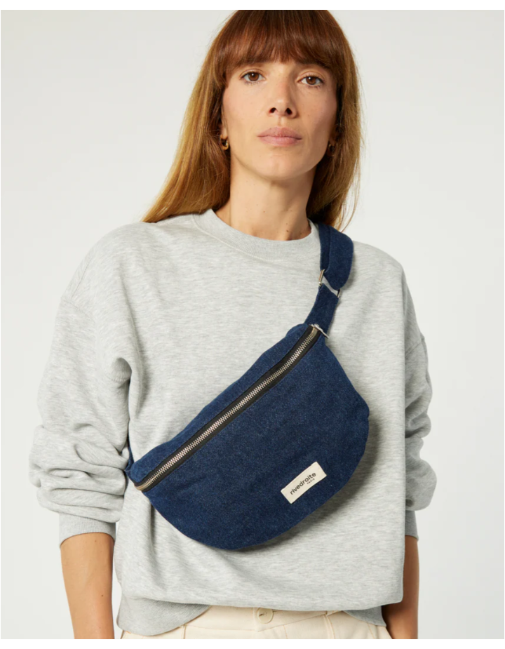 Sac banane Custine denim brut upcyclé Rive Droite Paris