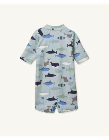 Combinaison anti-UV manches courtes Max Shark Dove Blue | Liewood