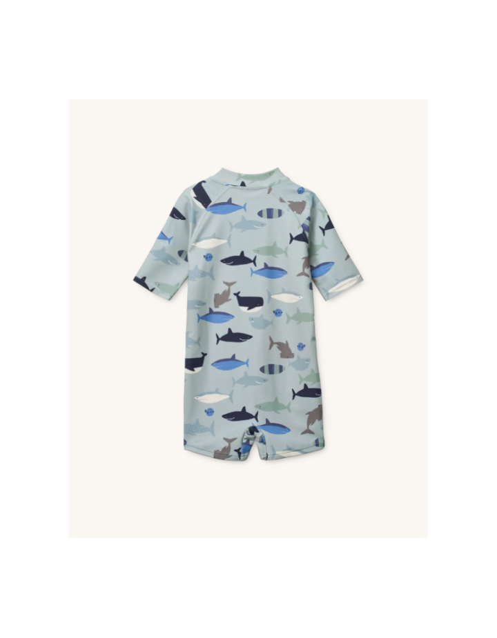 Combinaison anti-UV manches courtes Max Shark Dove Blue | Liewood