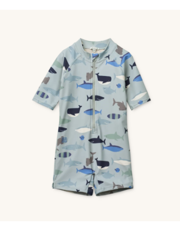 Combinaison anti-UV manches courtes Max Shark Dove Blue | Liewood