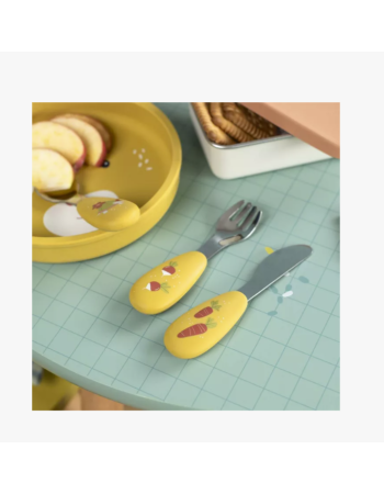 Set couverts bébé silicone Trois Petits Lapins – Moulin Roty